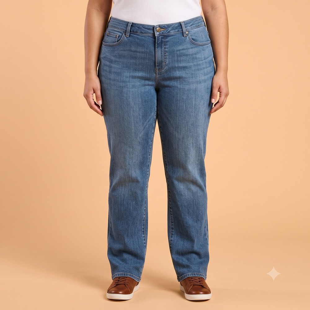 Lee Relaxed Fit Straight Leg Jeans Womens 16W‎ Medium Blue Mid Rise Denim EUC